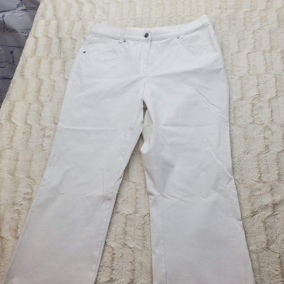 Gollehaug Women's Jeans  Wide Leg White Stretch White Cotton Size 44 32x26 - Picture 3 of 10